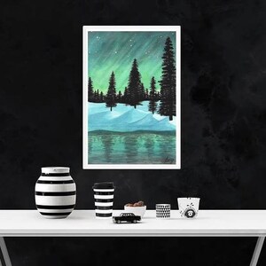 PRINTABLE Watercolor Art, Northern Lights