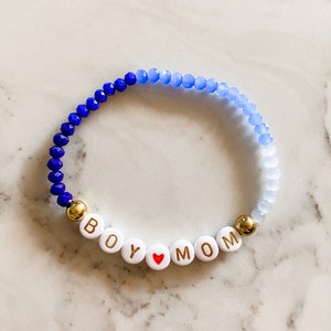 Ombre Blue Crystal Custom Bead Bracelet | Stack Bracelet | Personalized Bracelet | Name Bracelet | Beaded Bracelet