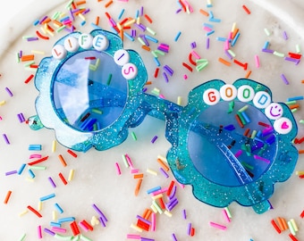 Callie + Kate Blue SPARKLE Sunnies | Custom Sunglasses | Personalized Sunglasses | Kids Sunglasses