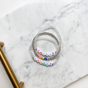Crystal Name Bracelet with multicolor letters | Stack Bracelet | Personalized Bracelet | Name Bracelet | Beaded Bracelet | Friendship