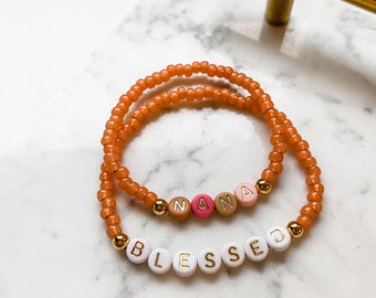 NEW FALL Dyed Rose Gold Custom Bead Bracelet | Stack Bracelet | Personalized Bracelet | Name Bracelet | Beaded Bracelet