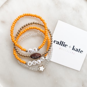 TENNESSEE VOLS Stack | Tennessee Volunteers Bracelets | | Stack Bracelet | Personalized Bracelet | Name Bracelet | Beaded Bracelet
