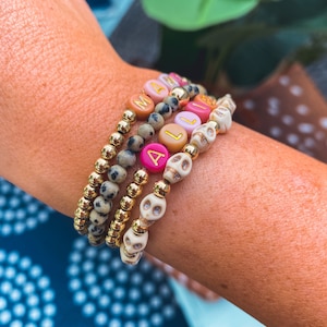 SKULL Accent Bracelet | Stack Bracelet | Personalized Bracelet | Name Bracelet | Beaded Bracelet