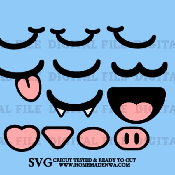 DIGITAL Felt Vinyl Craft Layered Mouths and Noses Design BUNDLE SVG File