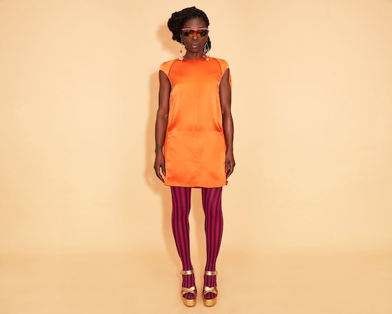 100% Orange Silk Acne Studios Date Night Mini Dres