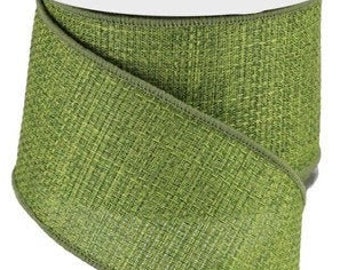 Solid Moss Green Cross Royal Burlap Wired Ribbon 2.5" x 10 Yard Roll