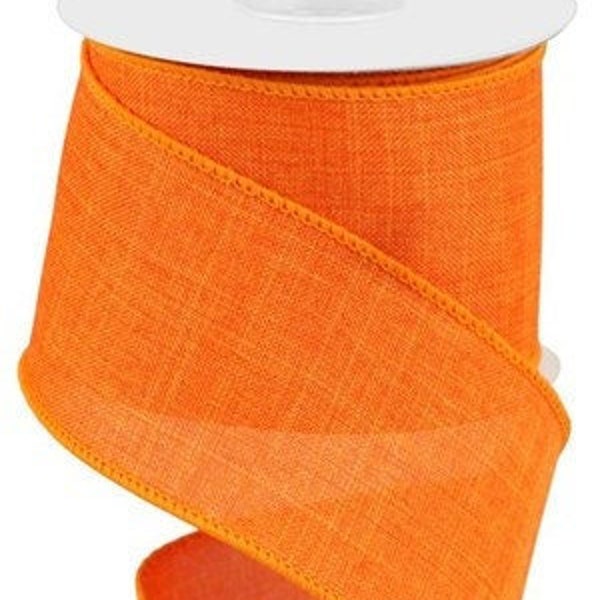 Solid New Orange Royal Burlap Wired Ribbon 2.5" x 10 Yard Roll - Orange Ribbon - RG1279HW