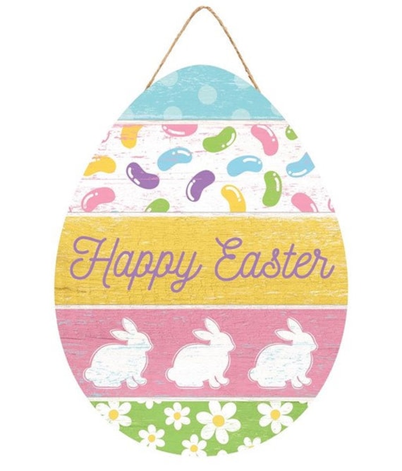 12 Happy Easter Egg Shaped Sign Wreath Sign AP8710 | Etsy