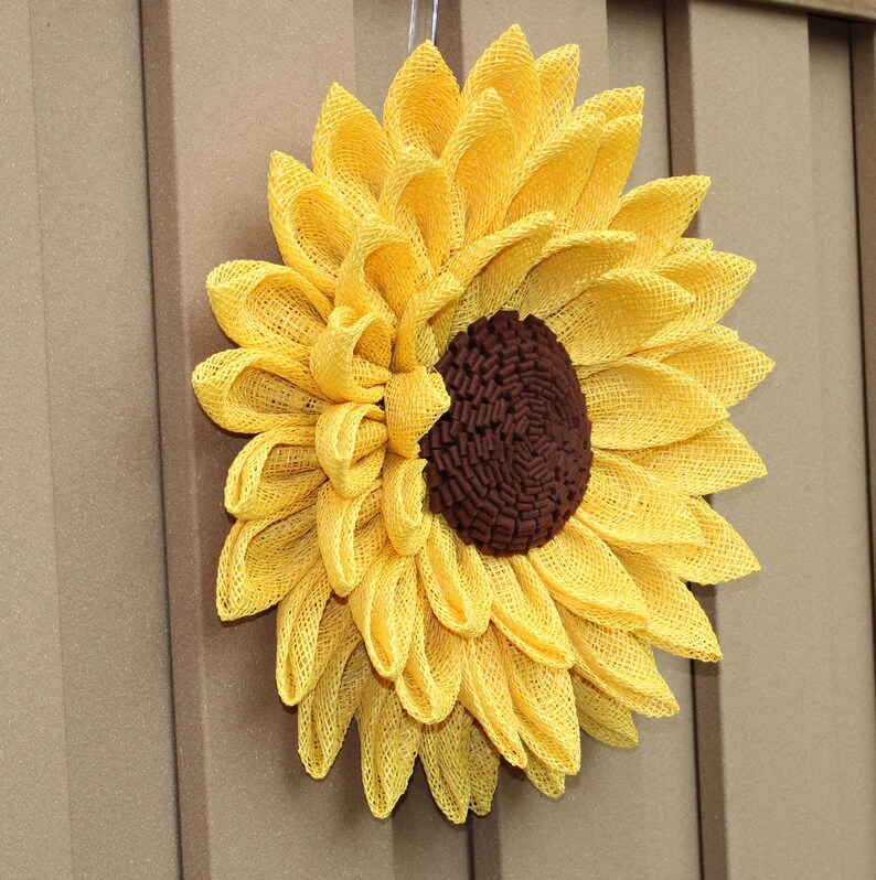 Sunflower Wreath Poly Burlap Flower Wreath Jenns Wreath Etsy