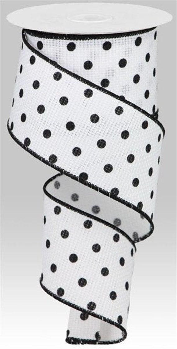 Black and White Polka Dot Wired Ribbon 2.5 x 10 Yard | Etsy