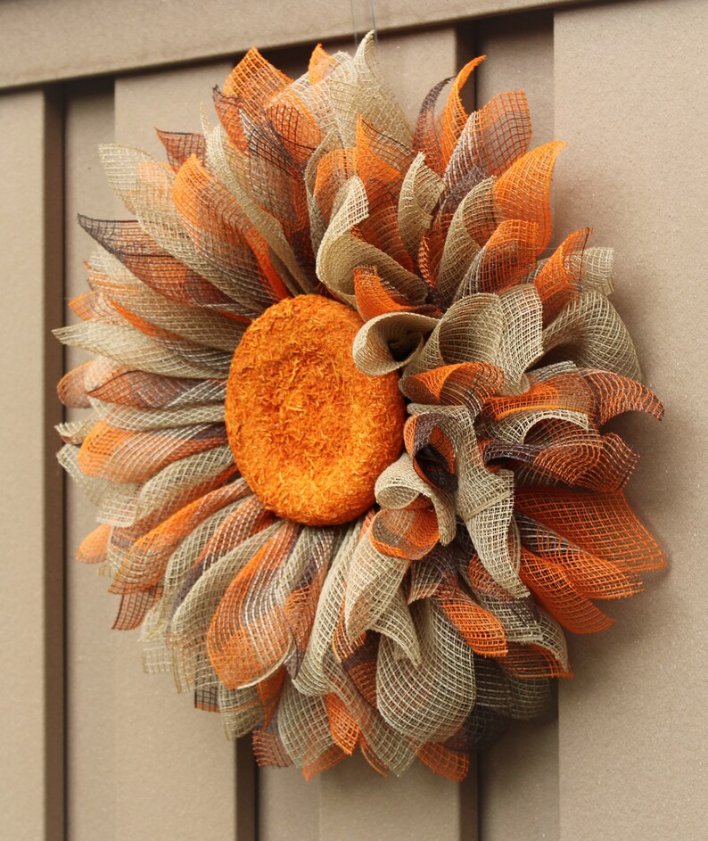 Fall Flower Wreath Burlap Mesh Fabric Mesh Flower Wreath Etsy