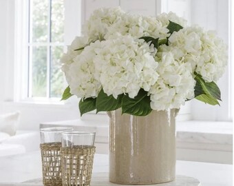 White Faux HYDRANGEA STEM | Artificial Florals | Faux Flowers | Farmhouse Rustic Decor | Boho Decor | Wedding Bridal Flowers