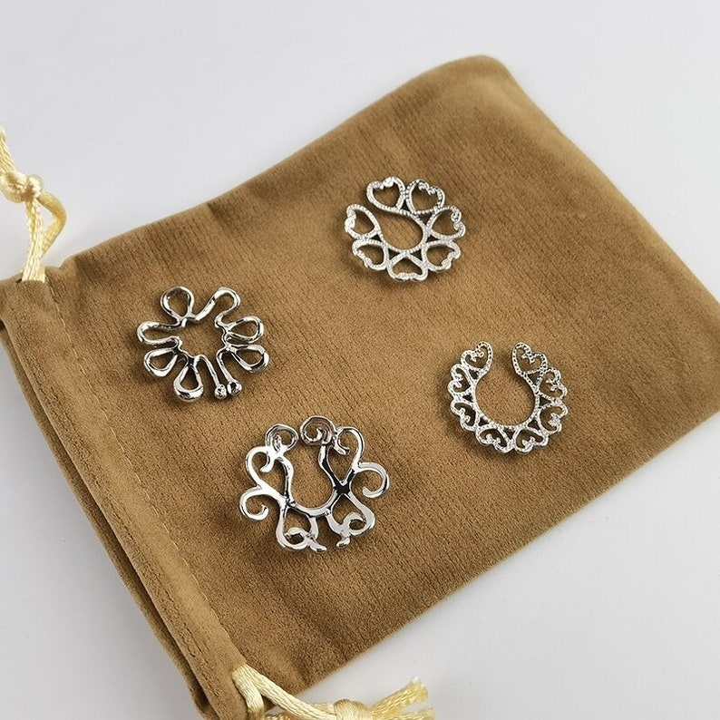 Flower Nipple Rings Non Piercing Nipple Jewelry Erotic Sexy Etsy