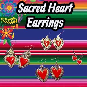 Gold and Red  Sacred Heart earrings