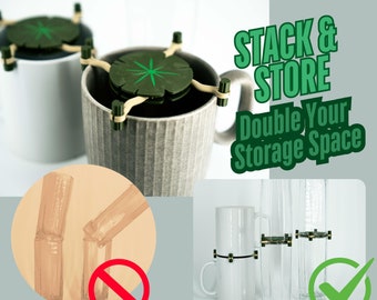Floating Lily Pad Cup Organizer | Adjustable Storage | Kitchen Solution | Cuboard Organizer | Glass & Mug Organizer