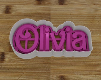 Nombre personalizado / Cortador de galletas y sello / Fuente de muñeca retro