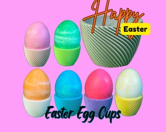 Easter Egg Cups | Modern Geometric | Matte PLA Twist Egg Holders | 3D Printed Easter Decor | Single or Set of 6 | Easter Decor | Easter Gift