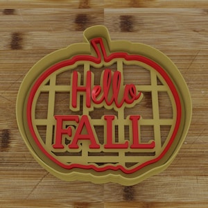Pumpkin &quot;Hello Fall&quot; Cookie Cutter & Stamp | Pumpkin Cookie Cutter