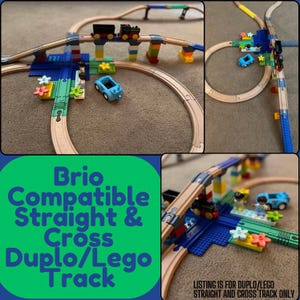 Brio Compatible Straight & Cross Duplo and Lego Track | Hape | IKEA Lillabo | BigJigs | Melissa and Doug
