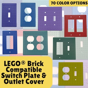 LEGO® Building Brick Compatible Wall Plates | Switch & Outlet Covers | 70 Colors Available
