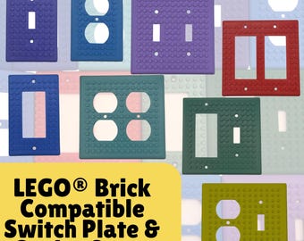 Placas de pared compatibles con ladrillos de construcción LEGO® / Cubiertas para interruptores y enchufes / 70 colores disponibles