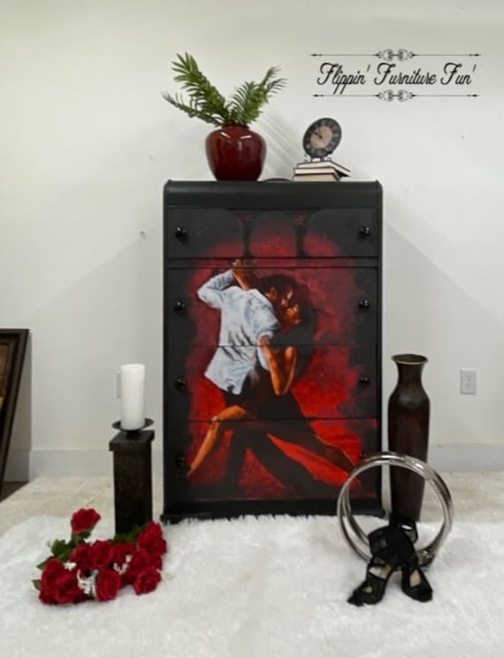 red and black dresser Rustic Pictured in Brown Maple Wood Brick glaze paint Solid wood back Quality drawer slides Deep drawers Dimensions black and red dresser Other