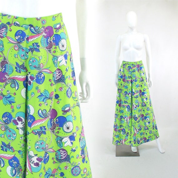 1960s Psychedelic Print Wide Leg Palazzo Pants - 1