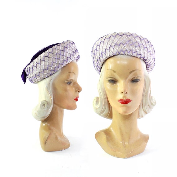 1960s Lavender Purple Breton Hat - 1960s Purple Ha