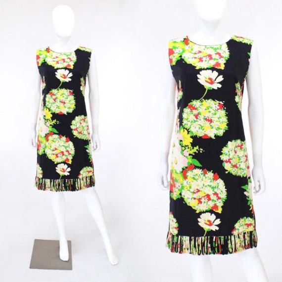 1960s Bouquet Novelty Print Dress - 1960s Hand Pai