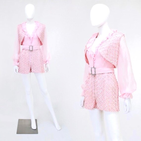 Vintage Pink Hot Pants Jumpsuit - Vintage Sequin R
