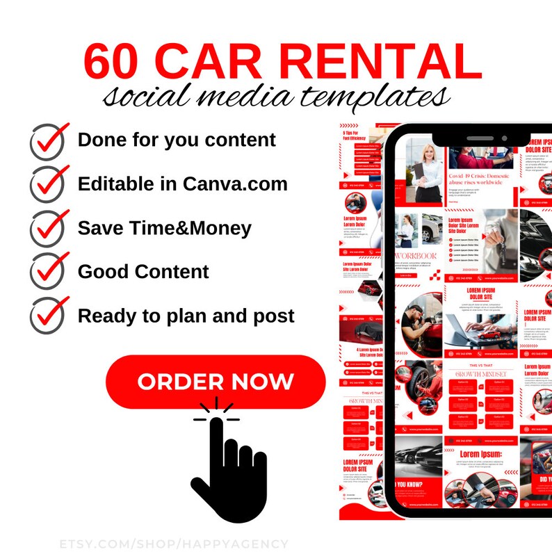 Business Template für Mietwagen, Instagram Vorlage, SocialMediaVorlage für Mietwagen
