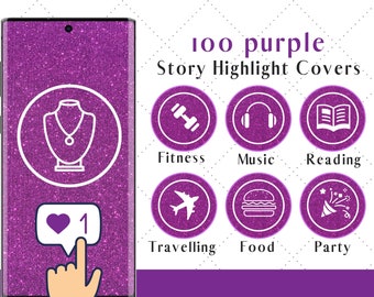 100 Glittery Purple Instagram Highlight Covers, Highlight Icon Covers, Highlight Icons, Instagram Story Covers, IG Story Highlight Covers