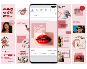 50 Lip Blush Instagram Posts, Esthetician Template, Beauty Business Instagram, Makeup Template, Lips Instagram Template, Lips Instagram Post