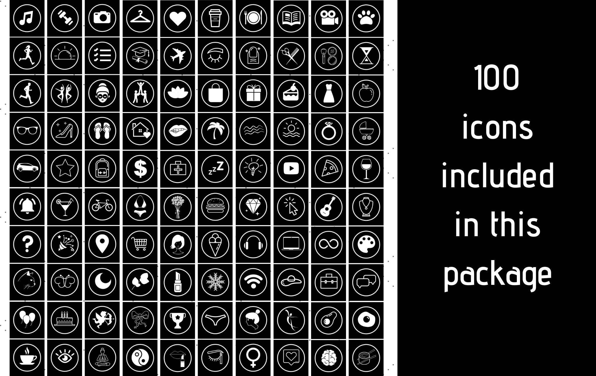 100 Black Instagram Highlight Covers Highlight Icon Covers | Etsy