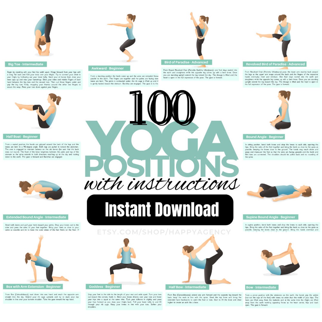 100 Yoga Poses Printable, Yoga Flashcards, Yoga Poses Cards, Yoga Poses ...