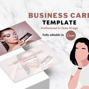 Beauty Business Card Template, Etshetician Business Card Template, Beauty Salon Business Card Template, Makeup Business Card, Premade image 2