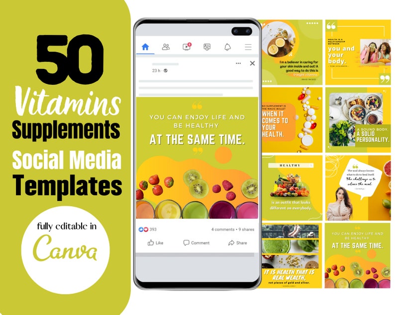 Vitamin Instagram Post Supplements Instagram Post Nutrition Etsy