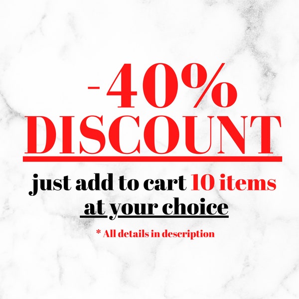 40% DISCOUNT VOUCHER - Add to Cart 10 Items or More - All details in DESCRIPTION