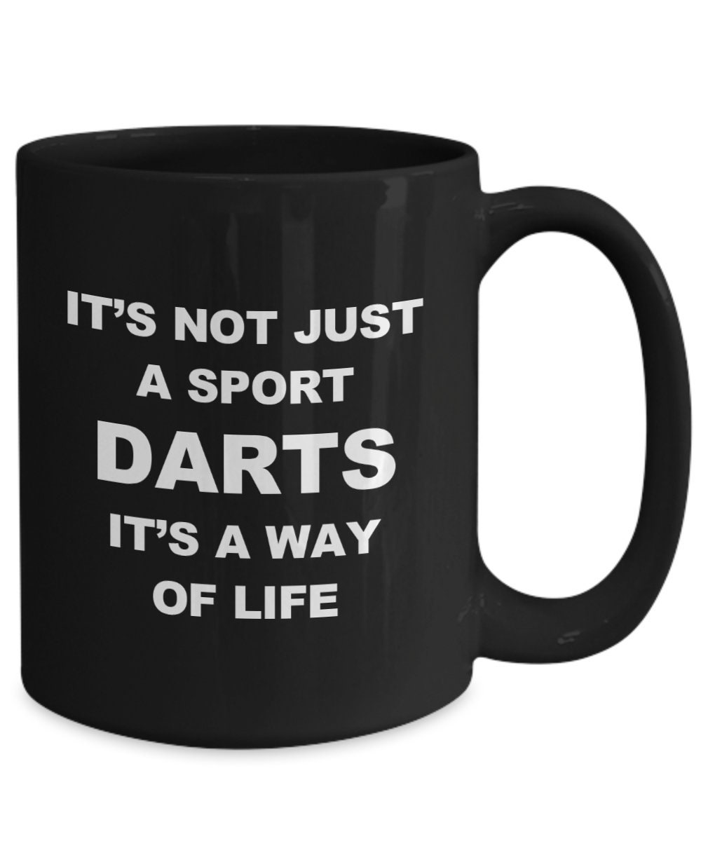 Darts Mug Funny Black Coffee Cup Gift Idea for a dart thrower Etsy