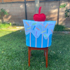Light Blue Cupcake Chair Cover