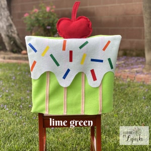 Funda de silla con diseño de cupcakes color verde lima