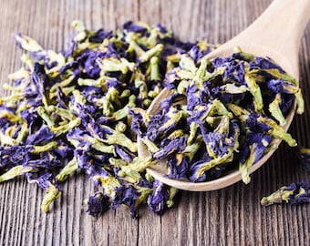 Organic Dried Butterfly Pea, Clitoria ternatea Whole Flower, Dried Butterfly Pea Flower - Culinary Herbs, Spices and Seasonings