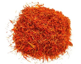 Organic Dried Safflower Petals, Carthamus tinctorius, Natural Saffron Flowers for Herbal Tea, Body Cleanse Detox - Edible Medicinal Herb