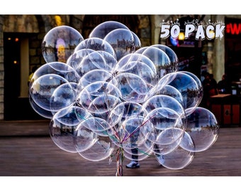 50 Pack BOBO BALLOONS 20 INCH, Bubble Balloons, Clear for all occasions Large Transparent for Christmas Wedding Birthday Party Decoration