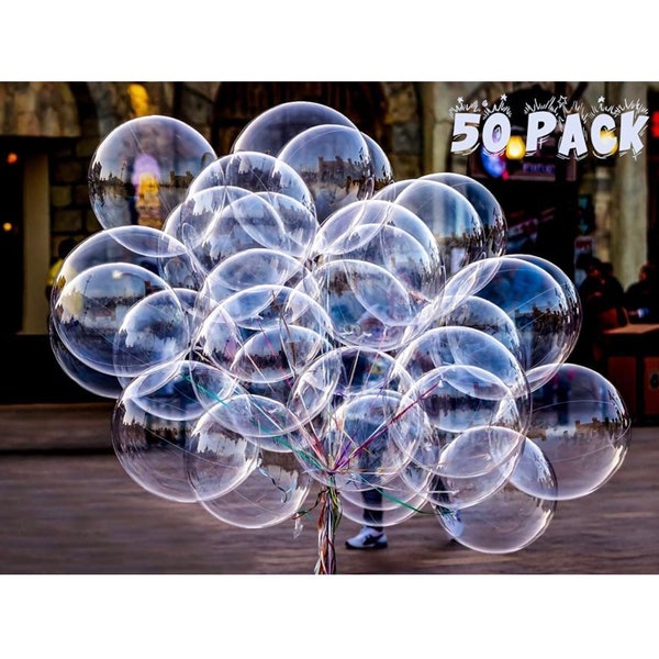 50 Pack BOBO BALLOONS 20 INCH, Bubble Balloons, Clear for all occasions Large Transparent for Christmas Wedding Birthday Party Decoration