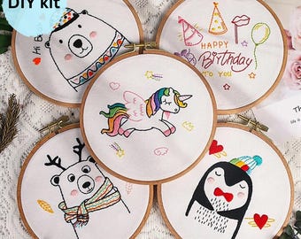 Kit di ricamo moderno / Kit fai da te per principianti, disegni di animali