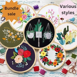 Borduurset voor beginners Moderne borduurset, bloemenborduurwerk kat borduurwerk diy kit crewel borduurwerk, handborduurcadeau voor haar