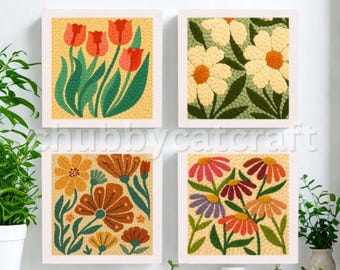 Beginner Punch Needle kit | Flower Oxford Punch Needle Starter Kit | Rug hooking DIY Kit | Punch Needle Kit | Tufting Kit| gift for her