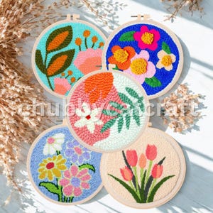 Beginner Punch Needle Kit, Tufting Kit, punch needle embroidery kit, starter punch embroidery kit, rug hooking DIY craft kit, gift for her