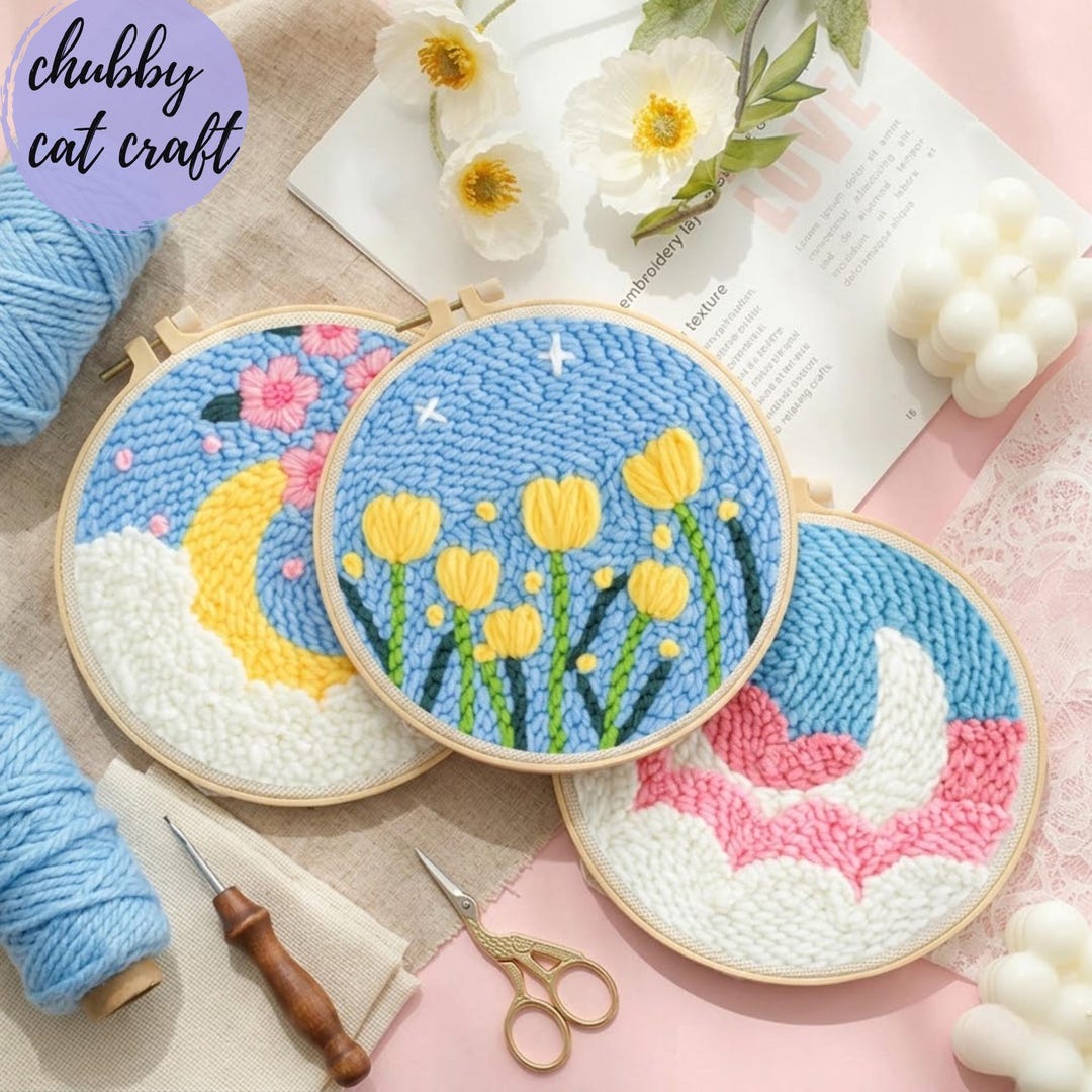 Beginner Punch Needle Kit: Plant and Flower DIY Tufting, Sea Pattern - Etsy